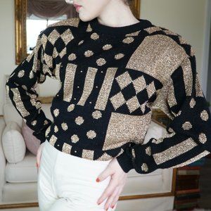 Vintage Maurada 1980's 90’s Metallic Gold Sweater